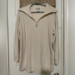 Plus size AVA &VIV  cream sweater with functional zipper